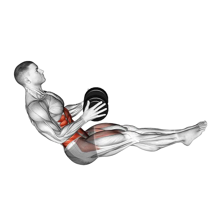 Dumbbell Straight Leg Russian Twist exercise animation (Male)