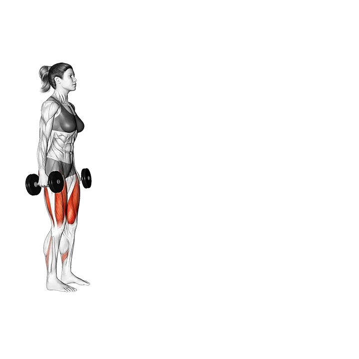 Dumbbell Walking Lunge exercise animation (Female)
