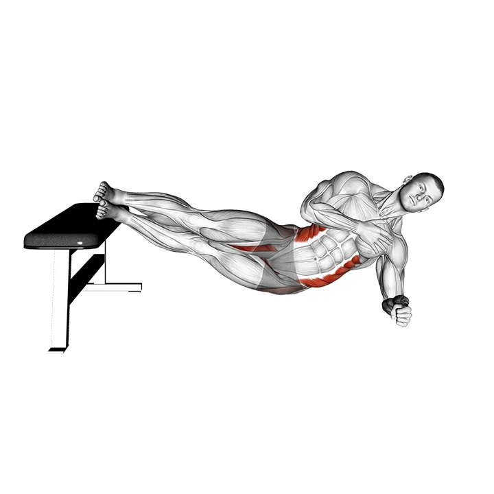 Side Plank Oblique Crunch exercise animation (Male)