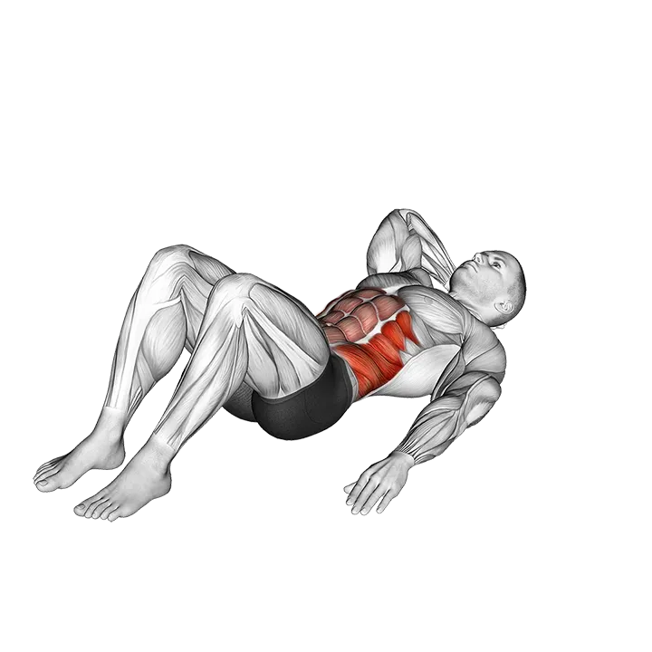 Alternate Oblique Crunch exercise animation (Male)