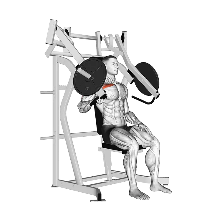 Lever Incline One Arm Chest Press (plate loaded) exercise animation (Male)
