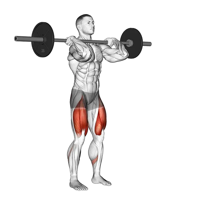 Barbell Front Rack Lunge exercise animation (Male)