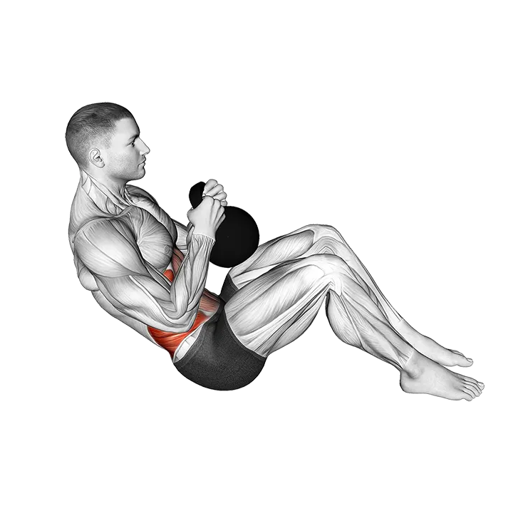 Kettlebell Russian Twist exercise animation (Male)