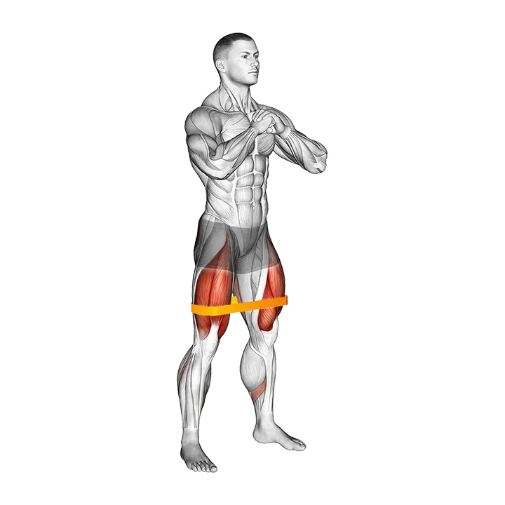 Resistance Band Squat exercise animation (Male)