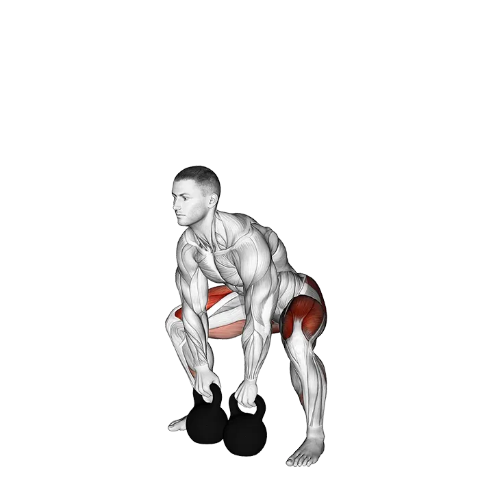 Kettlebells Sumo Deadlift exercise animation (Male)