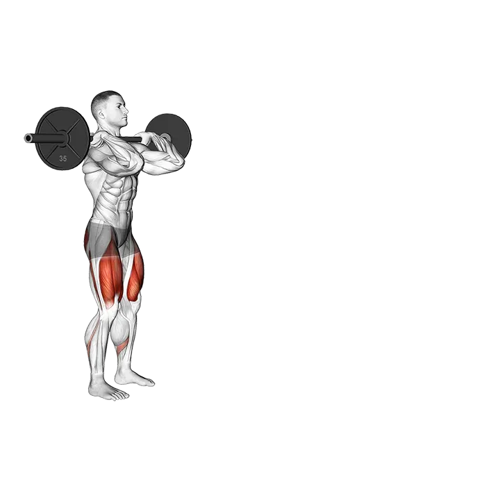 Barbell Front Rack Walking Lunge exercise animation (Male)