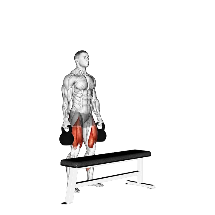 Kettlebell Step-Up (VERSION 2) exercise animation (Male)