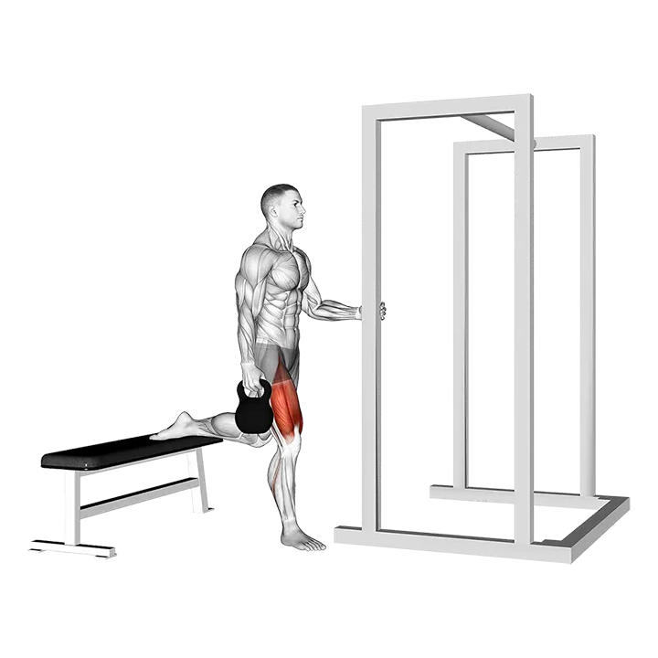 Kettlebell Assisted Bulgarian Split Squat exercise animation (Male)