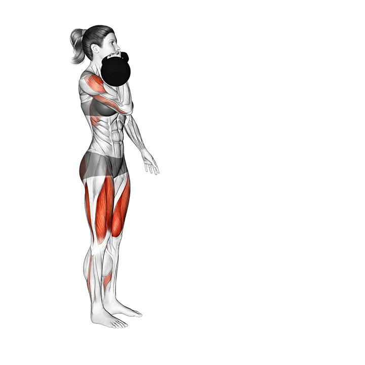 Kettlebell Forward Lunge and Press exercise animation (Female)