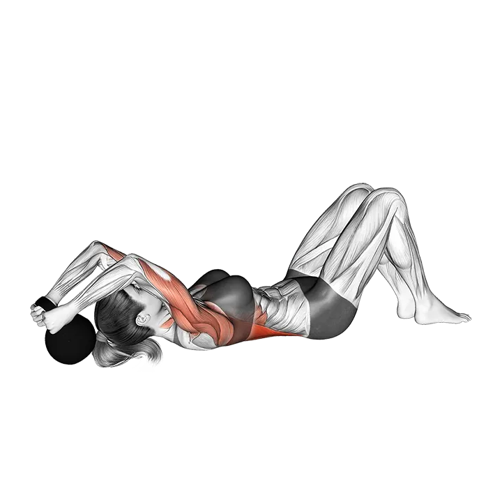 Kettlebell Bent Arm Pullover with Knees Bent exercise animation (Female)