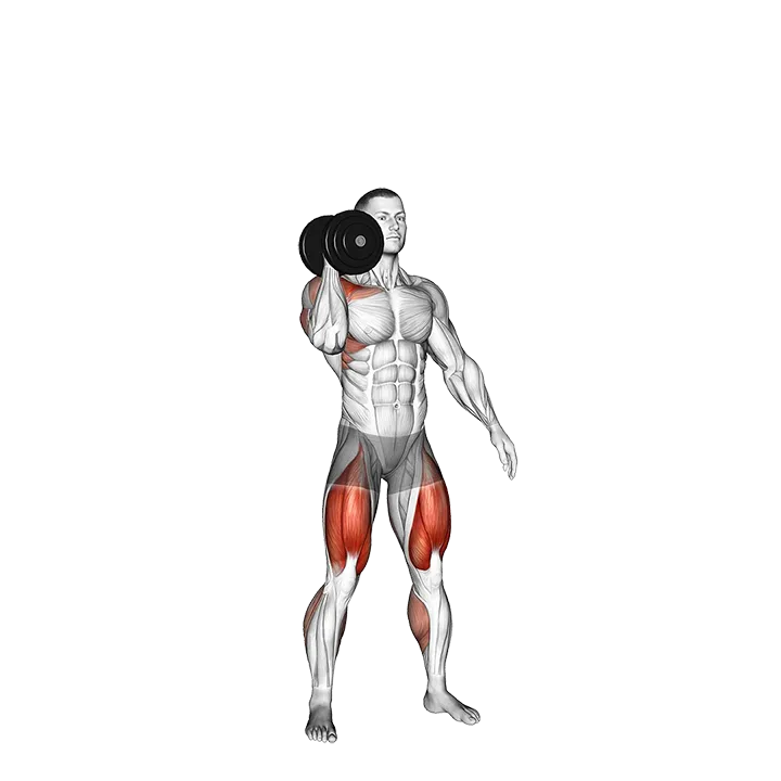 Dumbbell One Arm Thruster exercise animation (Male)