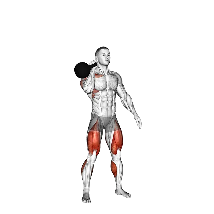 Kettlebell One Arm Thruster exercise animation (Male)