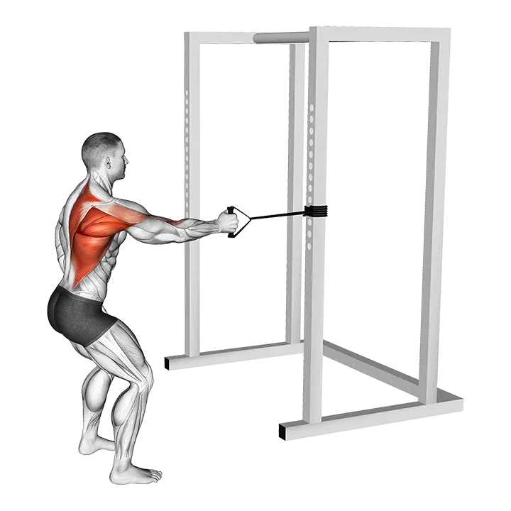 Band Standing Single Arm Row exercise animation (Male)
