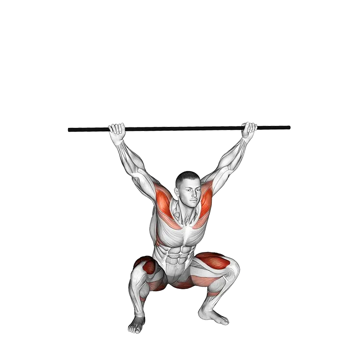 PVC Overhead Squat exercise animation (Male)