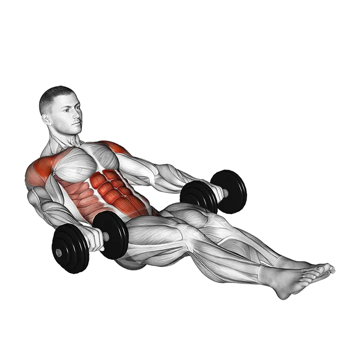 Dumbbell Seated Tuck Crunch on Floor exercise animation (Male)