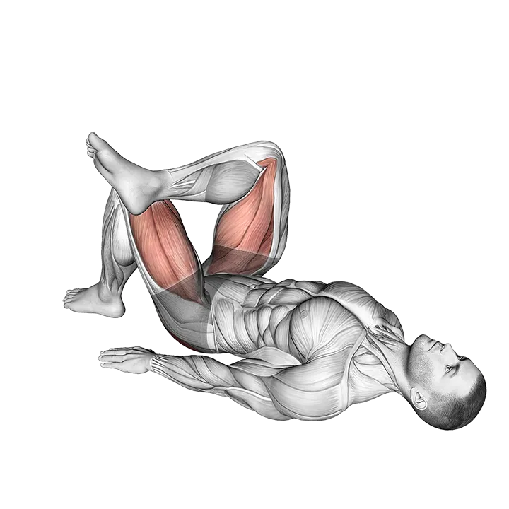 Leg Over Knee Glute Bridge exercise animation (Male)