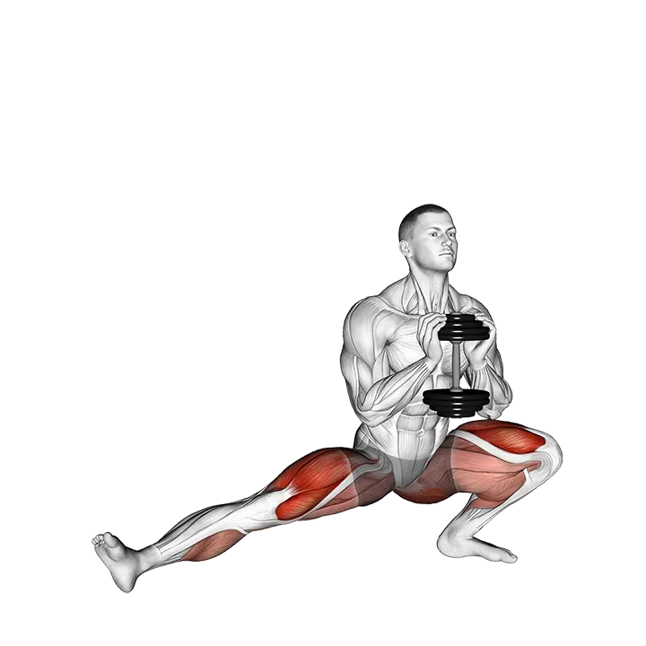 Dumbbell Cossack Squats (VERSION 2) exercise animation (Male)