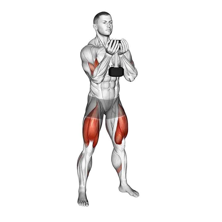 Dumbbell Goblet Squat and Biceps Curl exercise animation (Male)