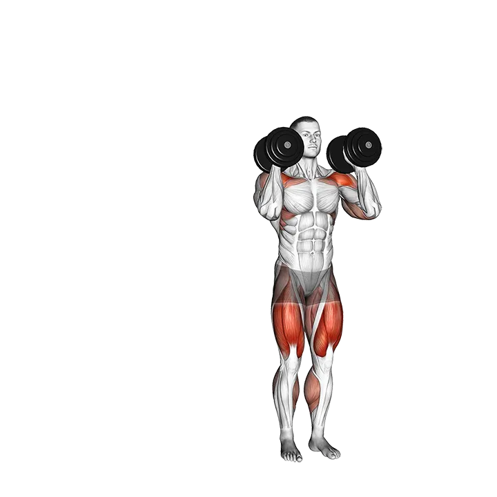 Dumbbell Side Lunge with Shoulder Press exercise animation (Male)