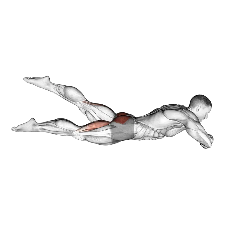 Reverse Flutter Kick on Floor (hand under head) exercise animation (Male)
