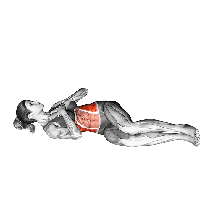 Side Crunch with Hands on Chest exercise animation (Female)