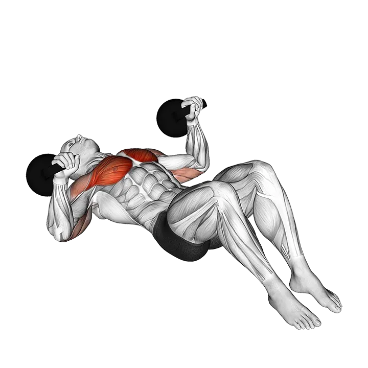 Kettlebell Lying on Floor Chest Press exercise animation (Male)