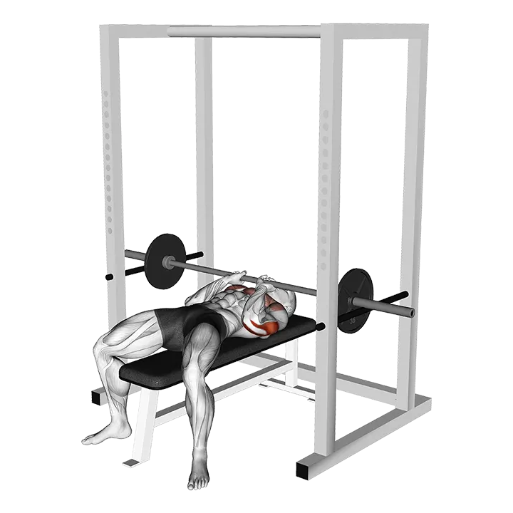 Barbell Pin Close Grip Bench Press exercise animation (Male)