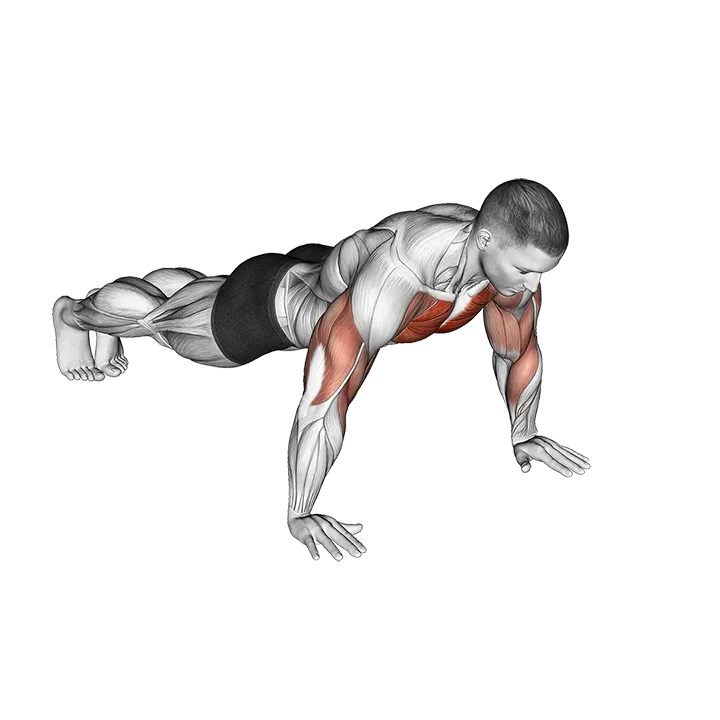 Lateral Walk Push-up exercise animation (Male)