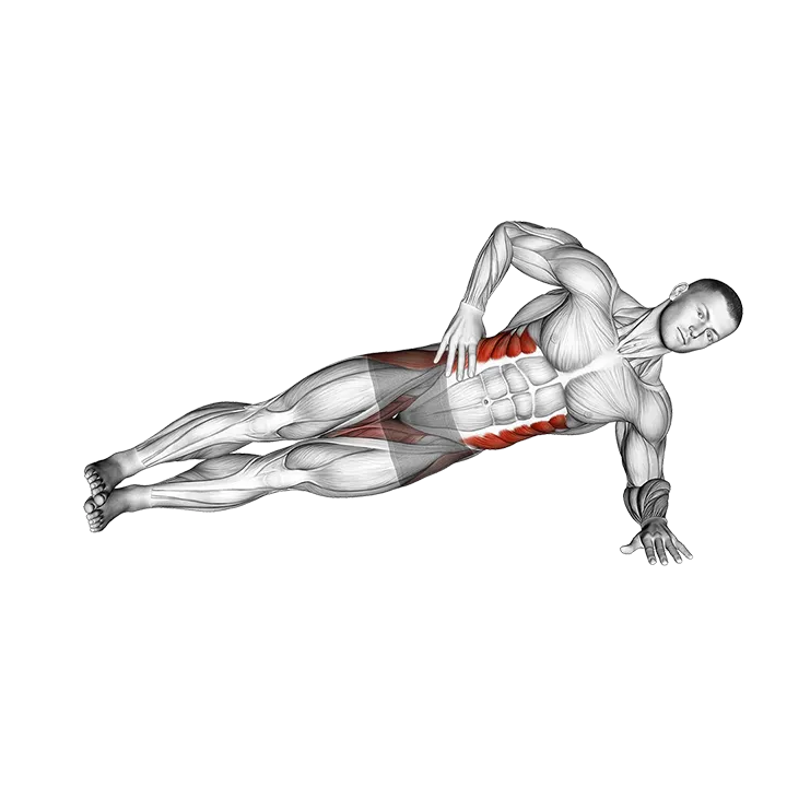 Side Plank Leg Lift exercise animation (Male)