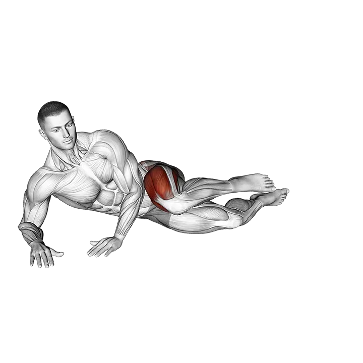 Side Lying Outward Knee Kick exercise animation (Male)