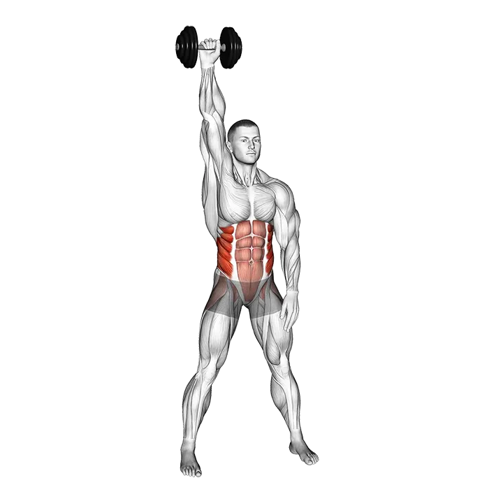 Dumbbell Standing High Windmill exercise animation (Male)