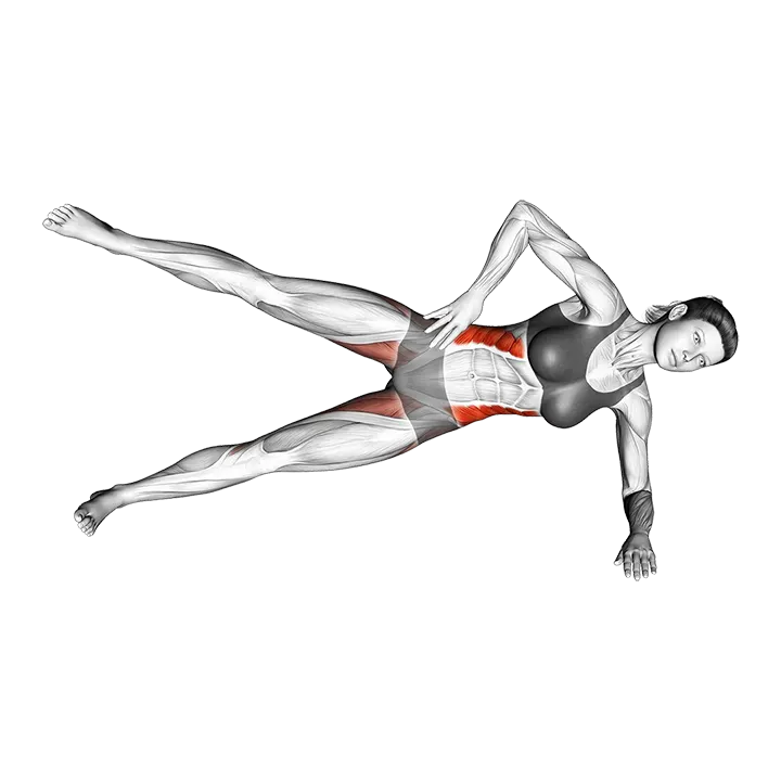 Side Plank with Raised Leg (VERSION 2) exercise animation (Female)