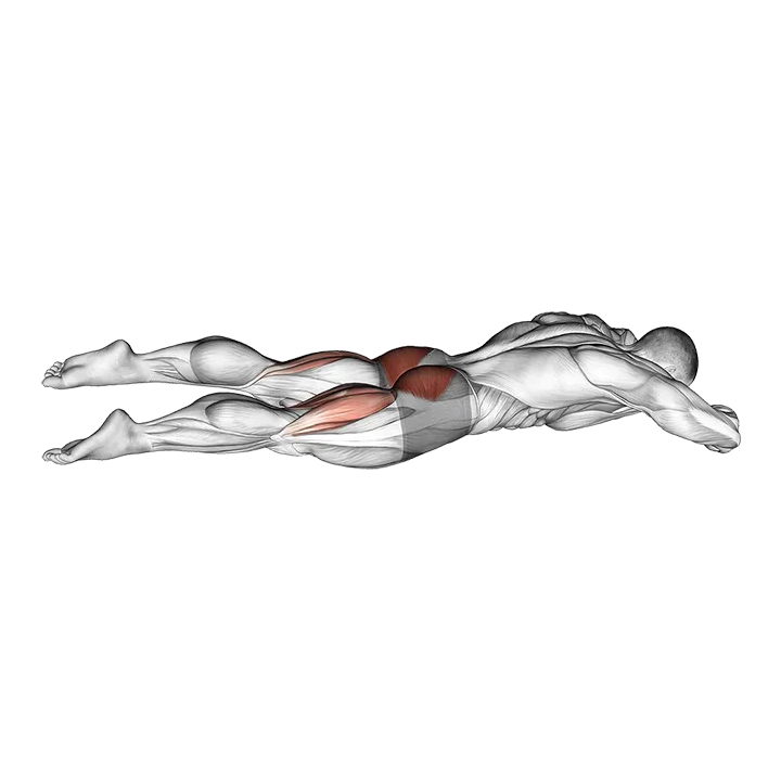 Reverse Flutter Kick on Floor (hand under head) exercise animation (Male)