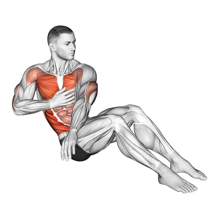 V Sit Cross Punch exercise animation (Male)