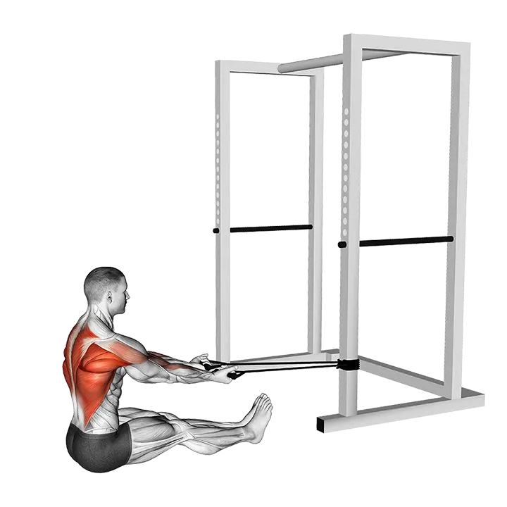 Band Seated Underhand Grip Row exercise animation (Male)