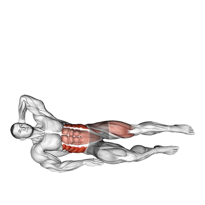 Leg Raise Oblique Crunch exercise animation (Male)