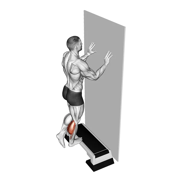 Single Leg Calf Raise Off Step exercise animation (Male)