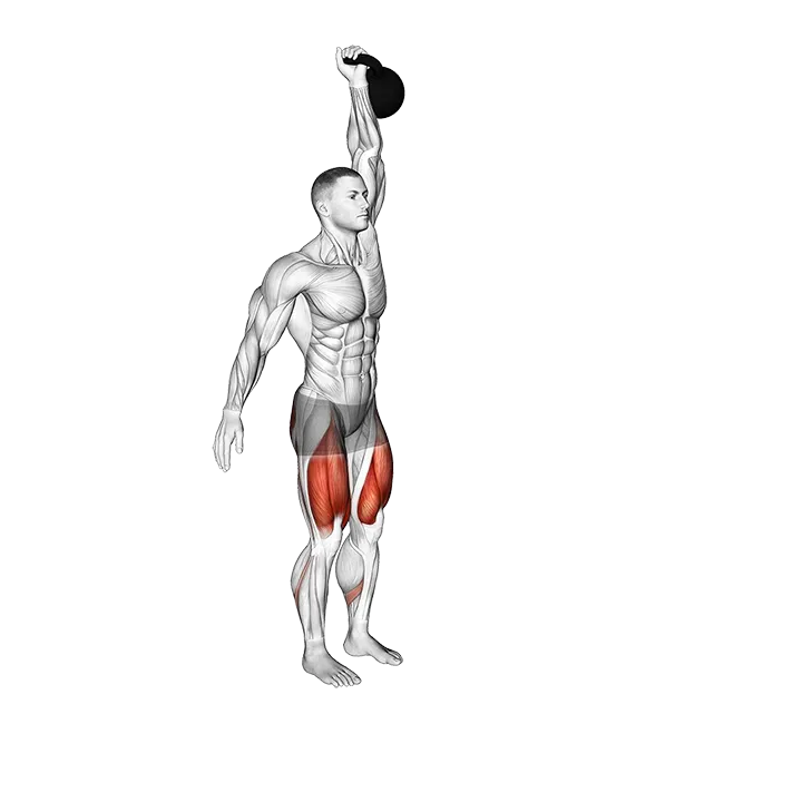Kettlebell Single Arm Overhead Lunge exercise animation (Male)