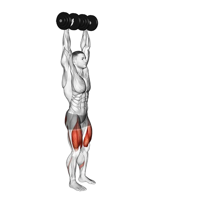 Dumbbell Overhead Lunge exercise animation (Male)