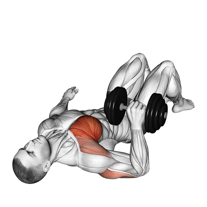 Dumbbell Single Arm Floor Press exercise animation (Male)