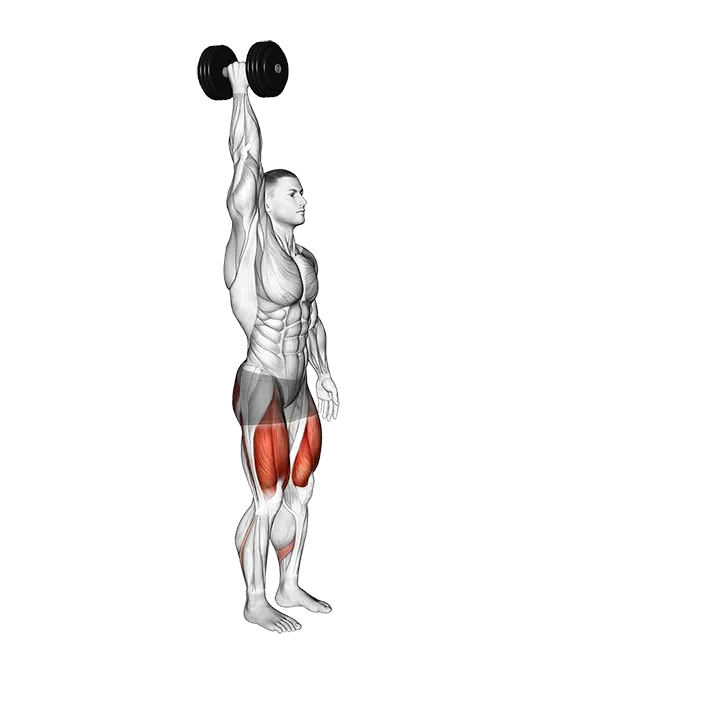 Dumbbell Single Arm Overhead Lunge exercise animation (Male)