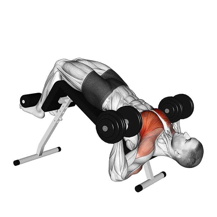 Dumbbell Single Arm Alternate Decline Bench Press exercise animation (Male)