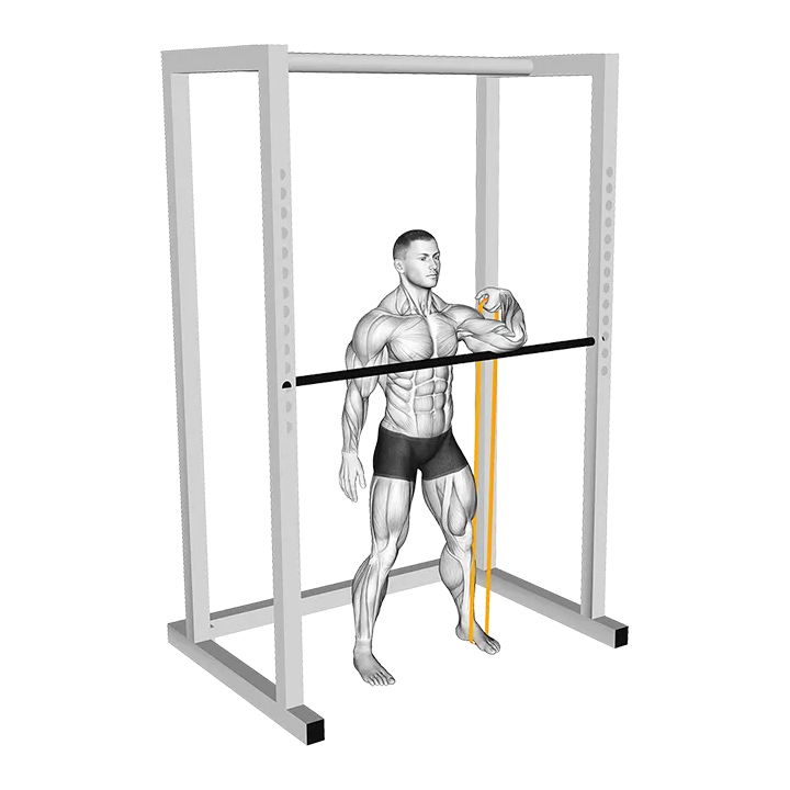 Resistance Band Assisted Front Rack Stretch exercise animation (Male)