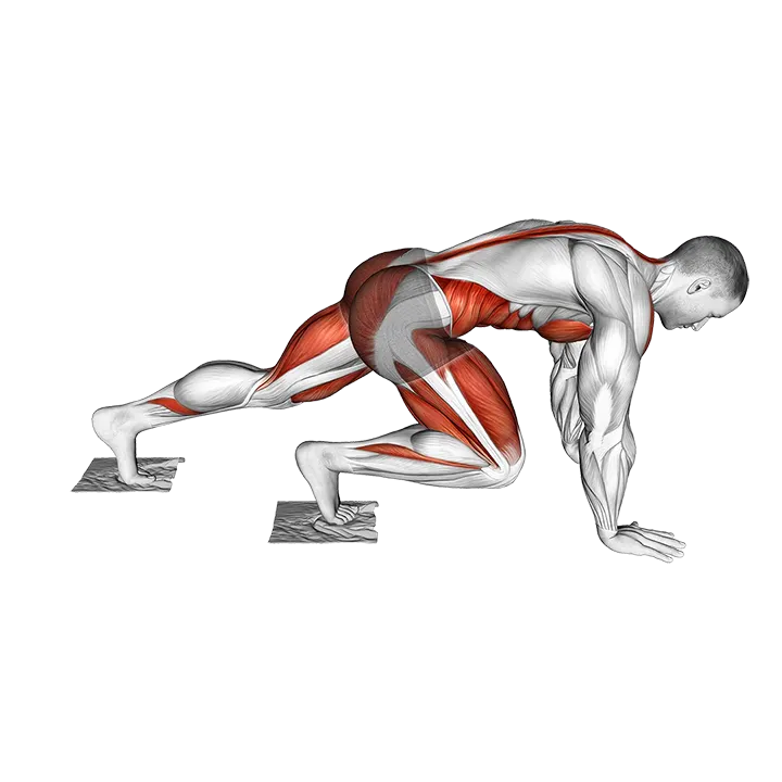 Mountain Climber Slide with Towel exercise animation (Male)
