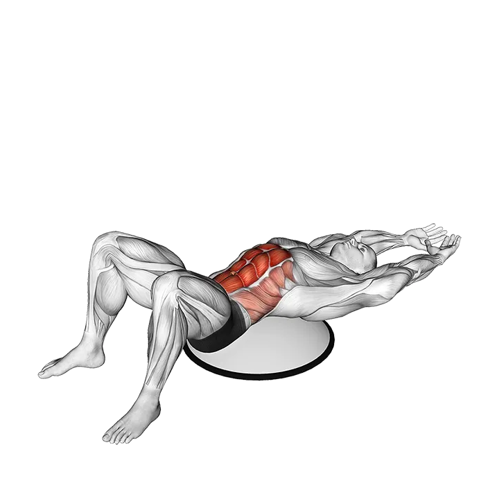 Myotatic Crunch on Bosu Ball exercise animation (Male)