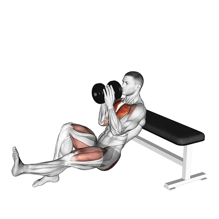 Dumbbell Sprinter Thrust Chest Press exercise animation (Male)