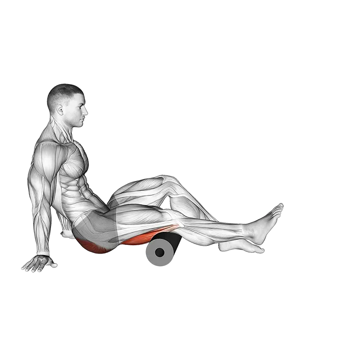 Roll Hamstrings and Glute Sitting on Floor exercise animation (Male)