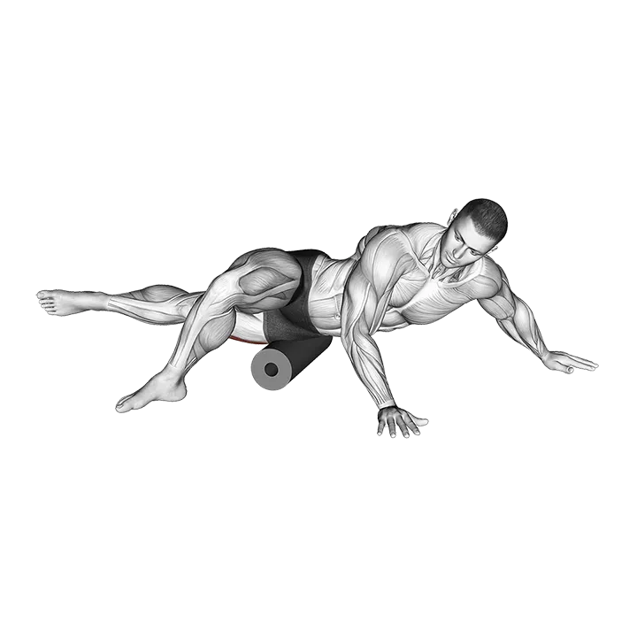 Roll Quadriceps (Vastus Lateralis) Lying on Floor exercise animation (Male)