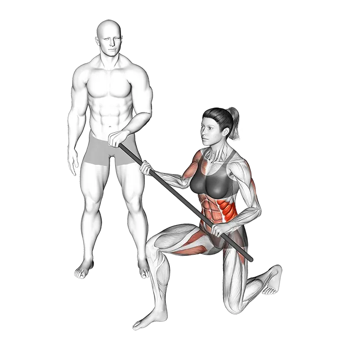 Stick Assisted Isometric Core exercise animation (Female)