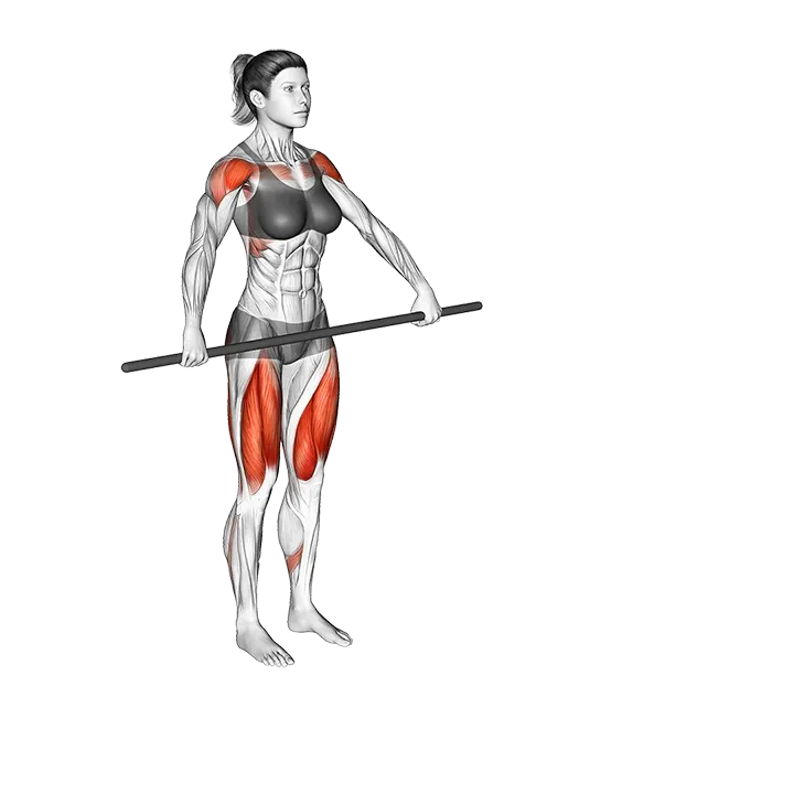 Stick Lunge with Overhead Raise Stretch exercise animation (Female)